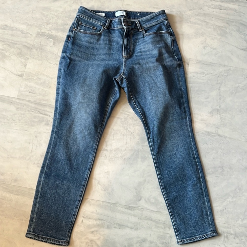 Loft   Jeans  Curvy Skinny  Dark Wash   EUC  some fading and whiskering  Size 6P